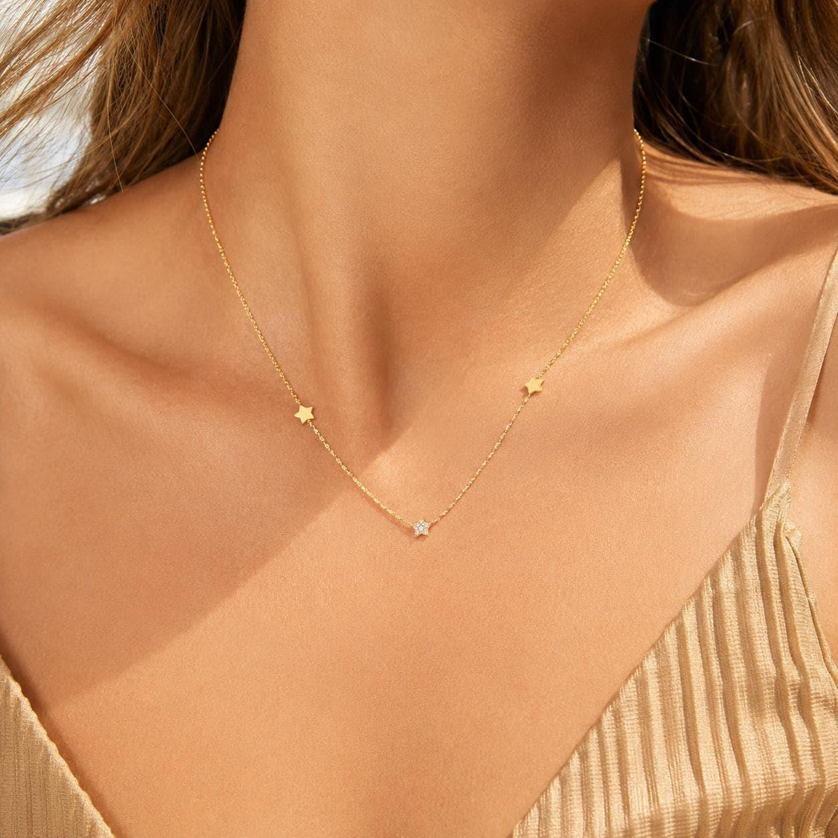 Gold Star Necklace, North Star Pendant, 14K Gold Plated CZ Layering, gift for her, astrology lover, celestial jewelry – handmade Hawaiian jewelry, Island Goddess Jewelry