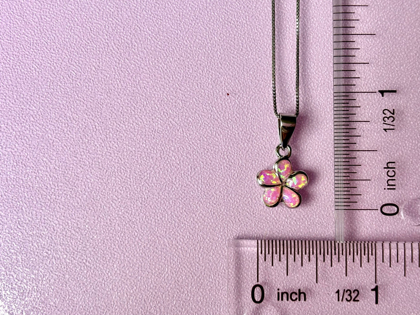 Dainty Pink Opal Plumeria Flower Necklace Tarnish Free with chain Girly Minimalist Floral Gift for Her Gift for Mom 925 Sterling Silver