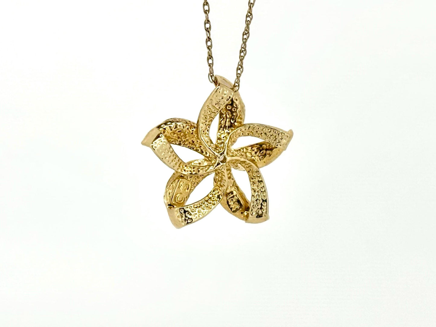 14K Solid Gold Plumeria Pendant Flower Pendant Necklace Gold Pendant Birthday Gift for her Gift for Mom Flower Necklace Diamond Pendant