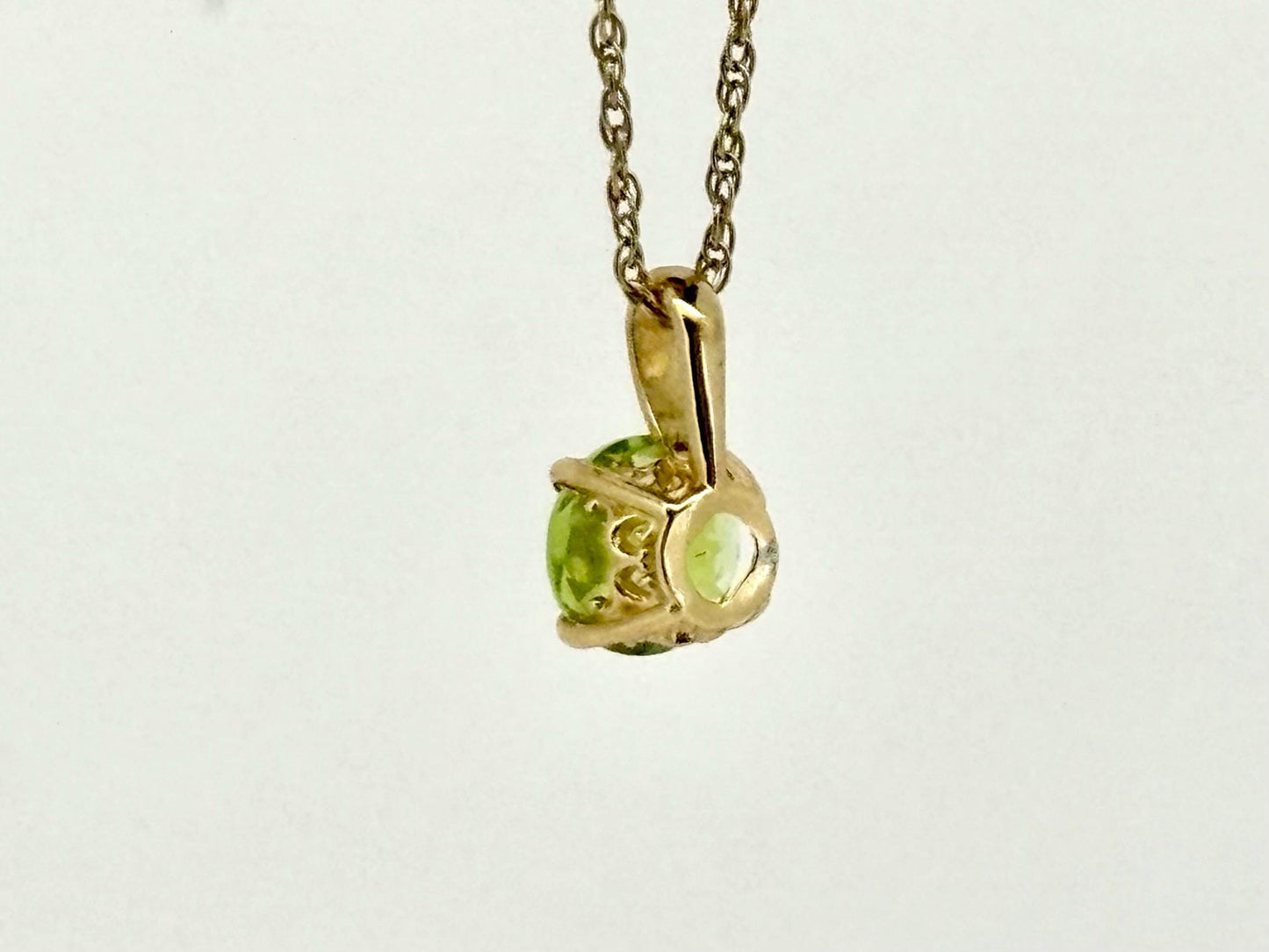 14K Solid Gold Necklace Peridot Pendant Hawaiian Diamond Peles Tears - Birthday Gift for Her Gift For Mom Green Necklace Peridot Necklace