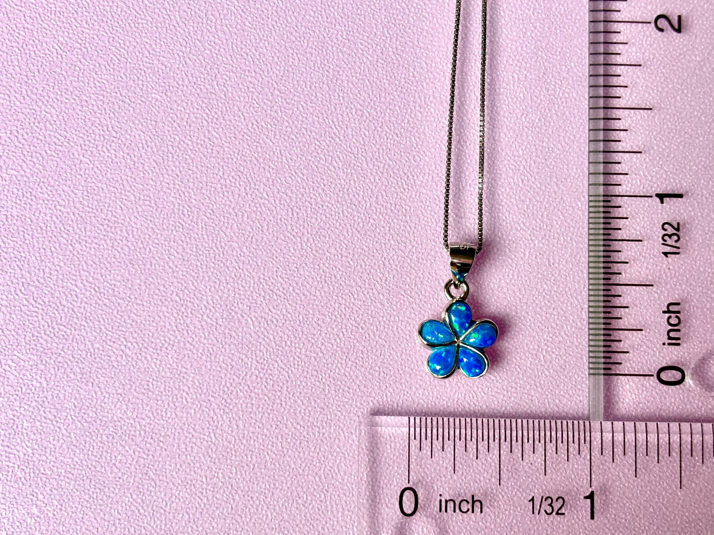 Hawaiian Plumeria Flower Necklace 925 Sterling Silver Tarnish Free Blue Opal Necklace with Chain Gift for her Oceanlover Wife Daugther Mom