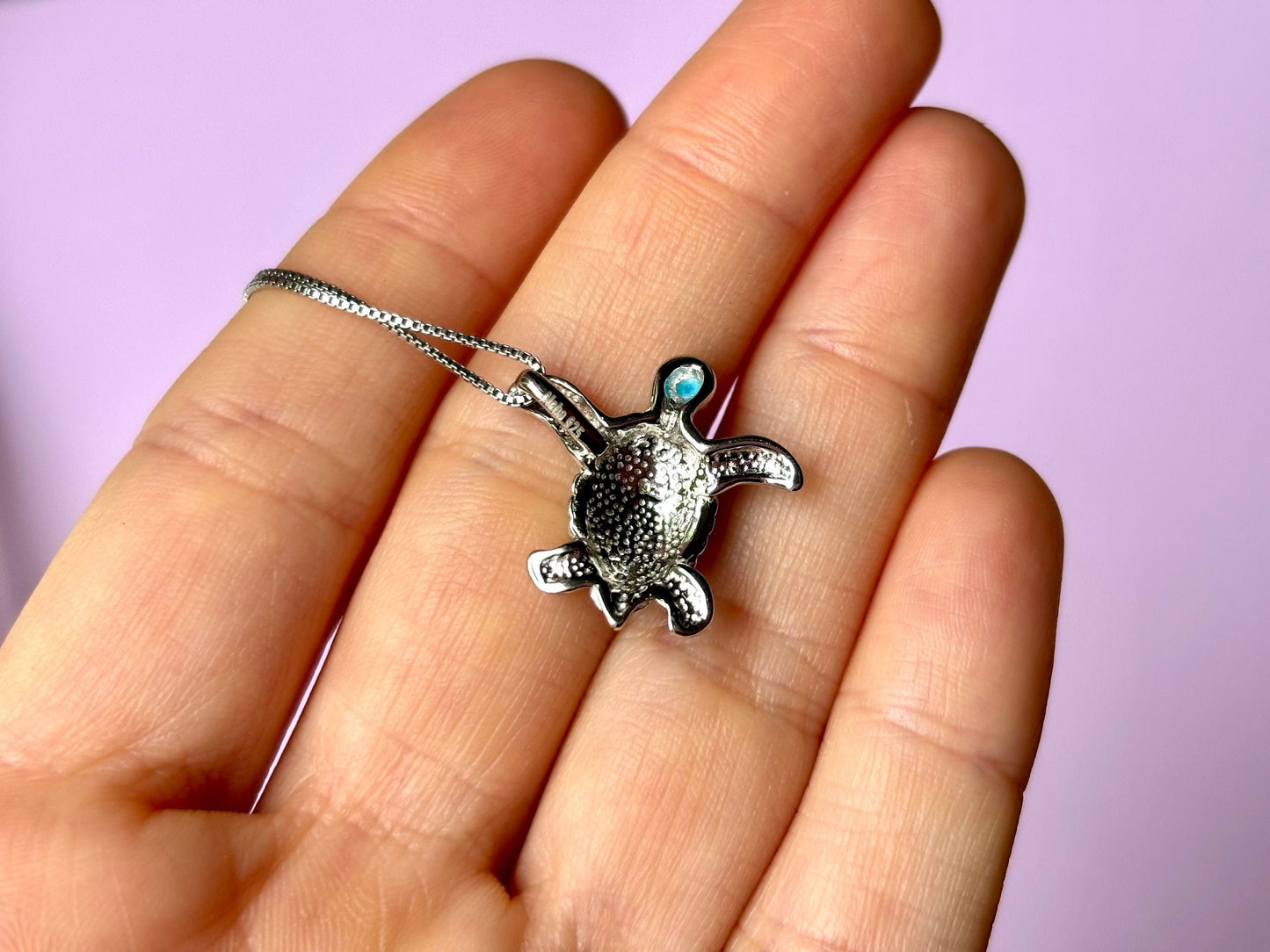 Blue Opal Turtle Necklace