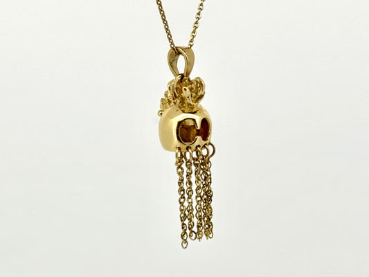 14K Solid Gold Hawaiian Ikaika Pendant Warrior Necklace Helmet Pendant Gold Pendant Birthday Gift for her Gift for Man Flower Necklace