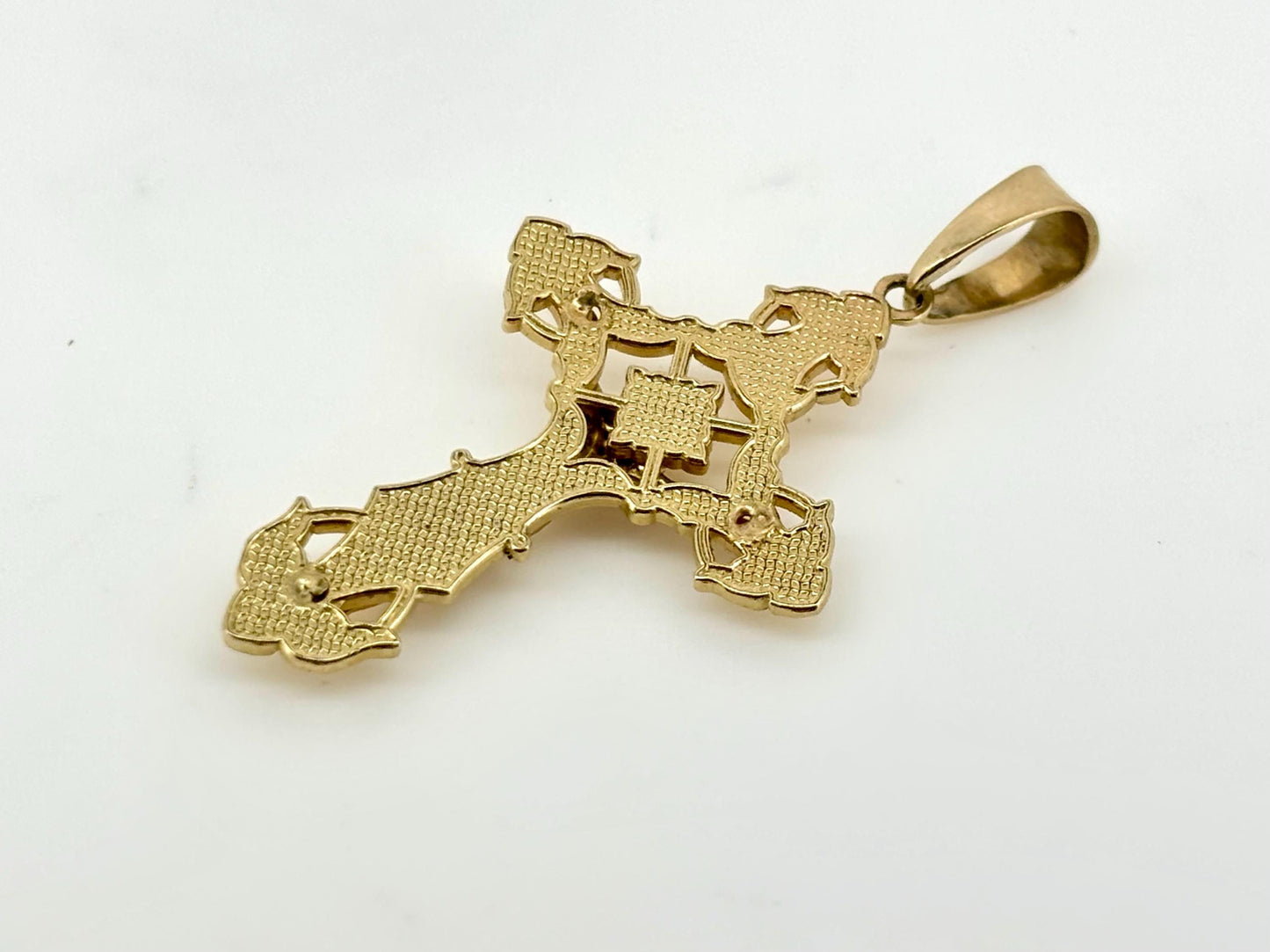 14K Solid Yellow Gold Cross Necklace Jesus Christ Pendant Giant Elegant Christian Gift for her Chritian Gift for Wife Christmas Gift
