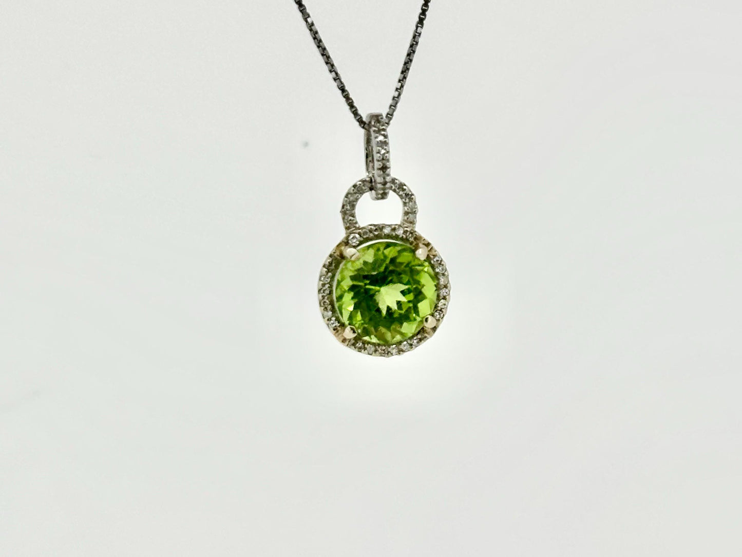 Pele’s Tears Peridot & Diamond Pendant – 14k Solid Gold Necklace