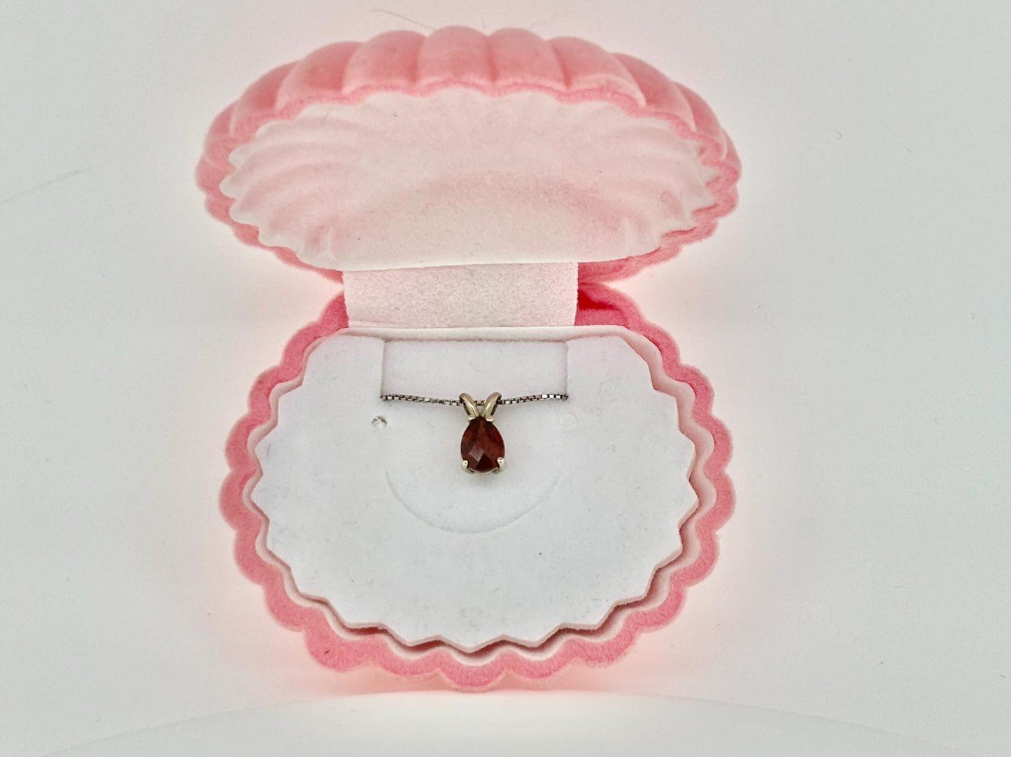 Lava Heart Garnet Pendant – 14k Solid White Gold Necklace