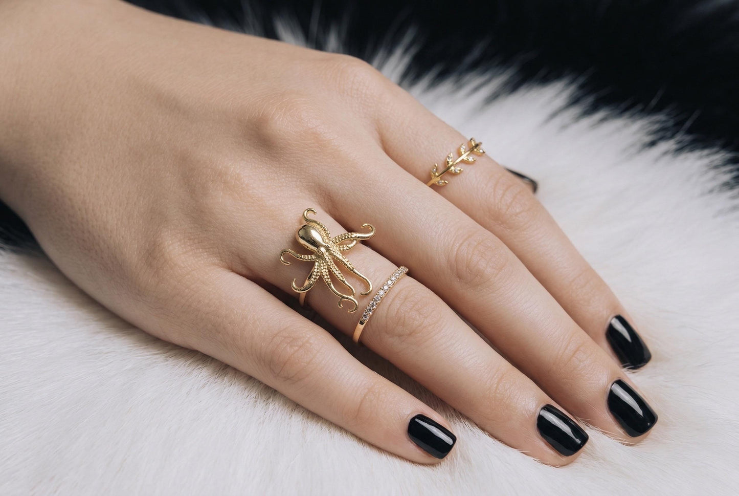Octopus Ring – Adjustable Gold Plated Stainless Steel Beach Jewelry Gift For Her