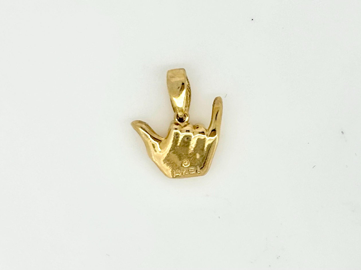 14K Solid Gold Hawaiian Shaka Sign Pendant Funny Shaka Sign Necklace Gold Pendant Birthday Gift for her Gift for Mom Flower Necklace