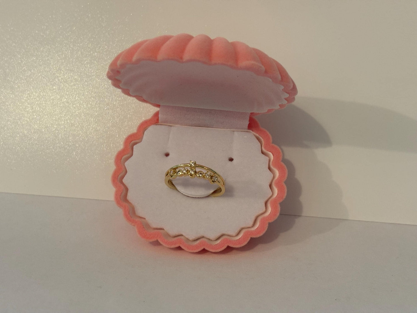 Adjustable Stackable Ring - Dainty Gold Band with Sparkling Cubic Zirconia Stone