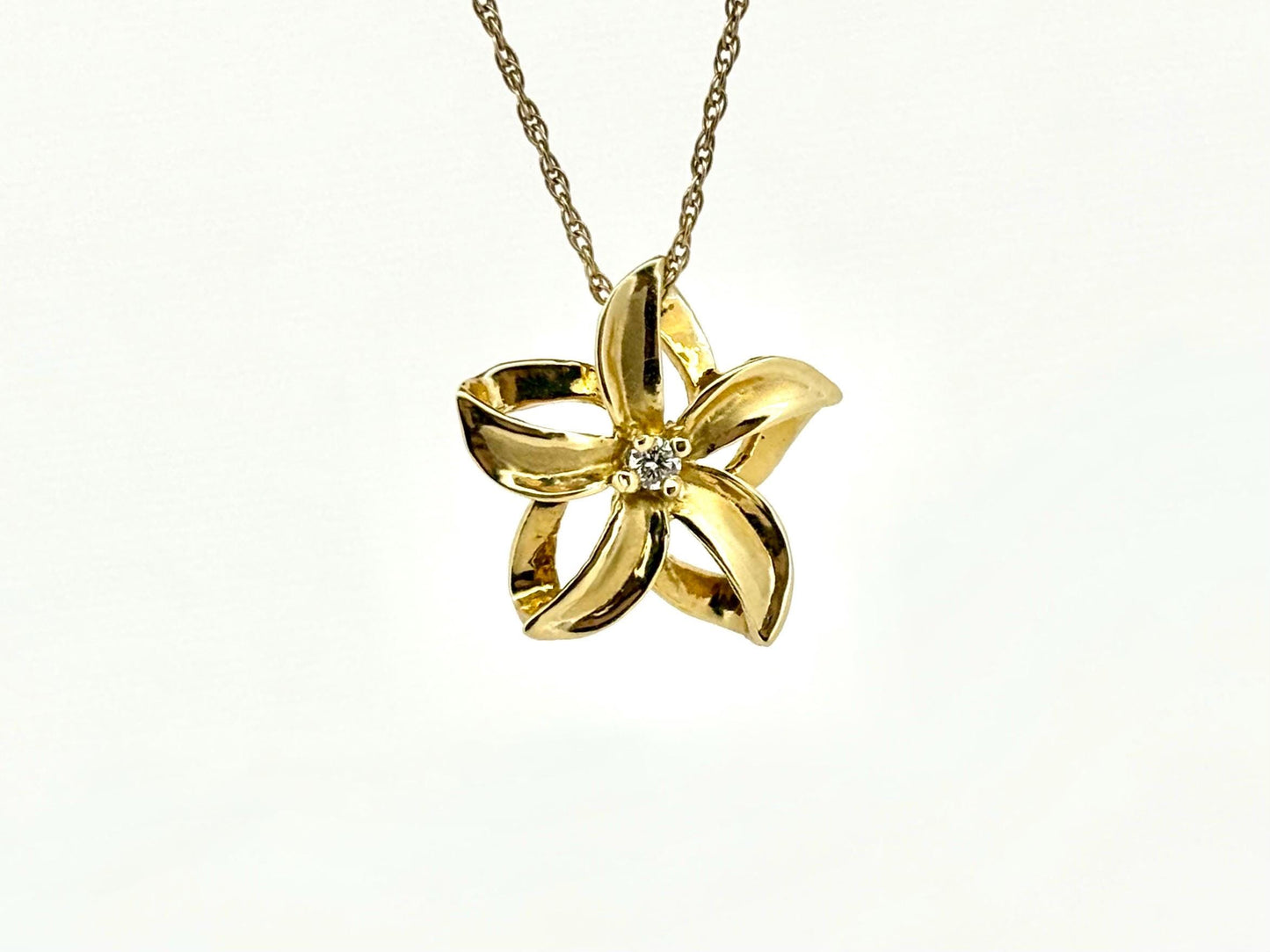 14K Solid Gold Plumeria Pendant Flower Pendant Necklace Gold Pendant Birthday Gift for her Gift for Mom Flower Necklace