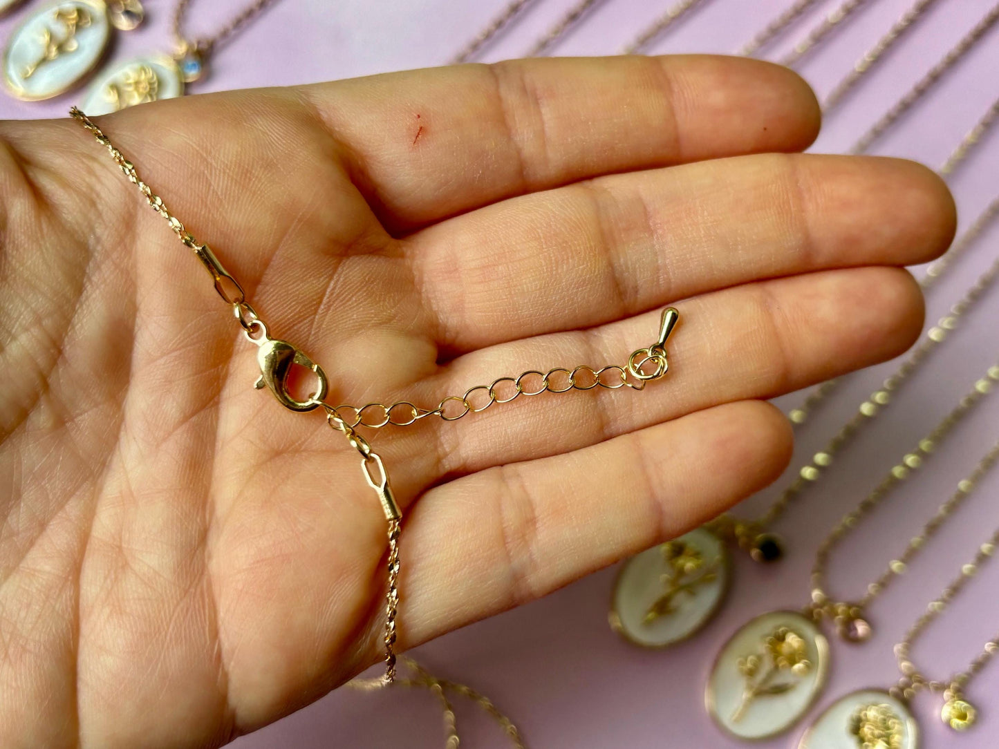 Birth Flower Necklace Stainless Steel 18K Gold Plated Necklace Birthstone Birthday Gift for Her - Gift for Mom , Gift for Girlfriend