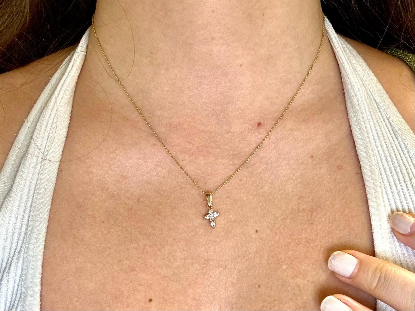 14K Solid Yellow Gold Cross Necklace Jesus Christ Pendant Giant Elegant Christian Gift for her Chritian Gift for Wife Christmas Gift