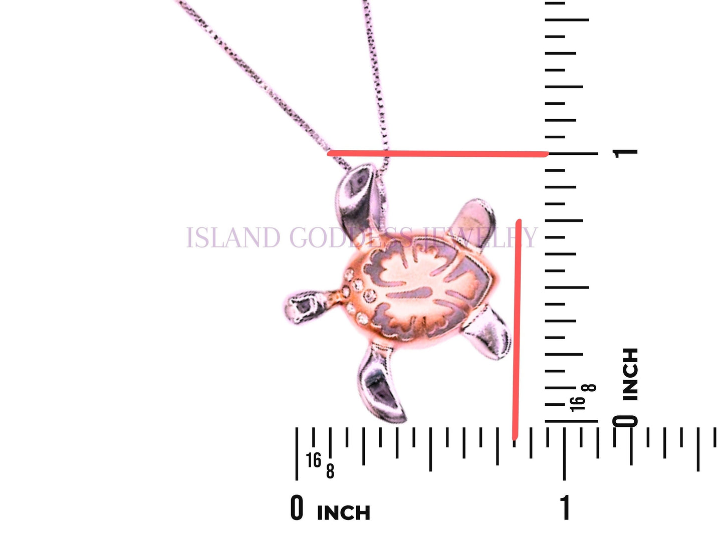 Hawaiian Turtle Necklace, Hibiscus Necklace,14K Rose Gold-Plated 925 Sterling Silver Sparkly Flower Necklace with Chain Cute Gift for Her