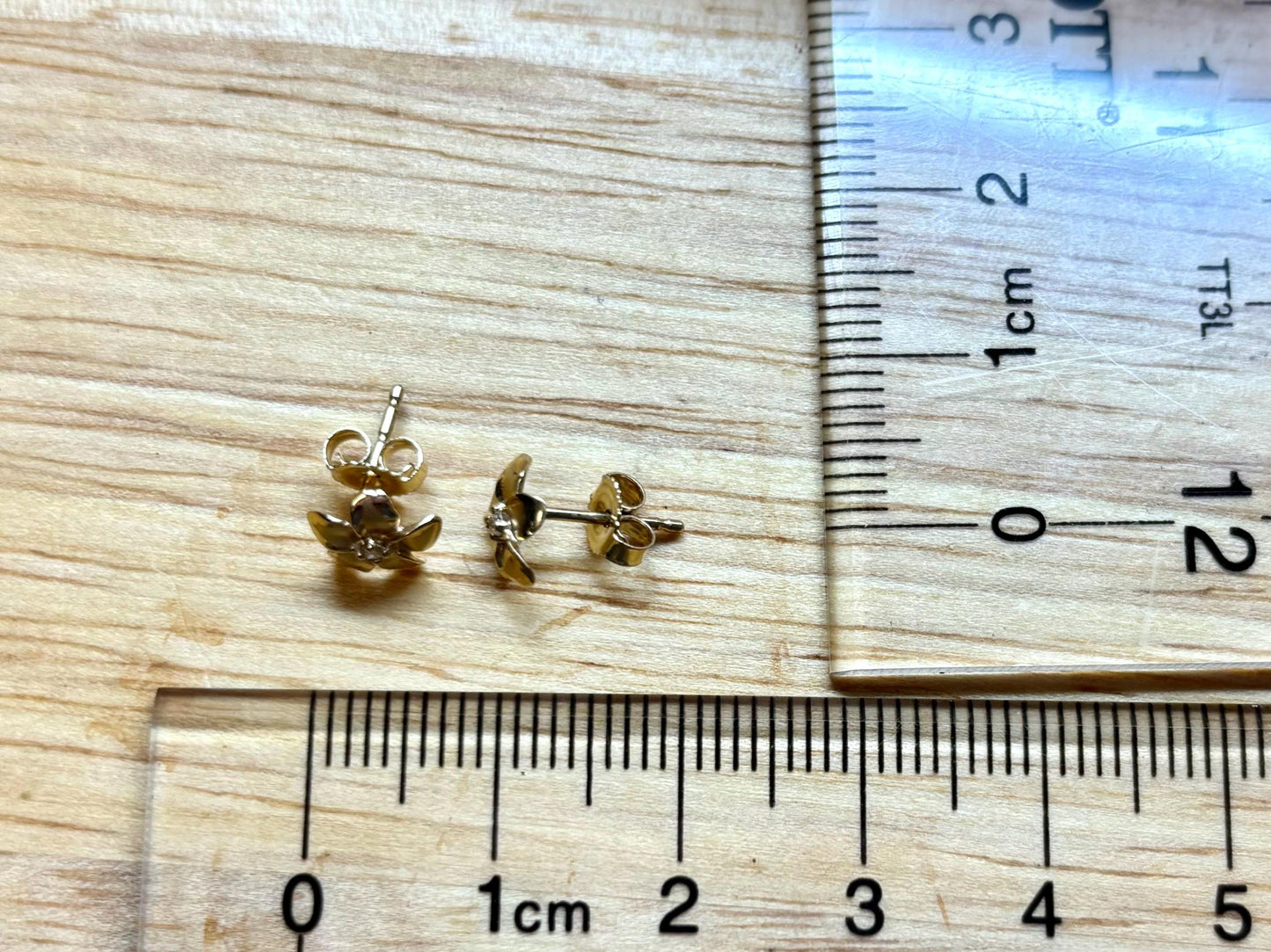 14K Solid Gold Plumeria Earrings Flower Earrings  Gold Earrings Birthday Gift for her Gift for Mom Flower Studs Diamond Studs Gold Studs