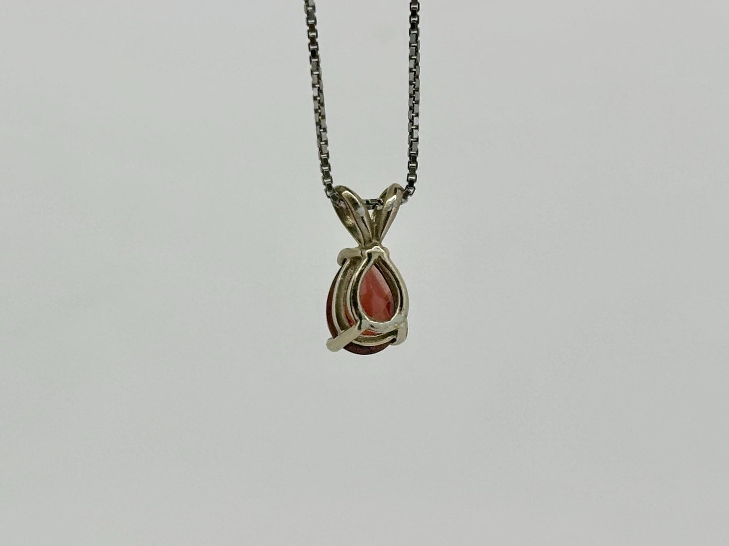 Lava Heart Garnet Pendant – 14k Solid White Gold Necklace