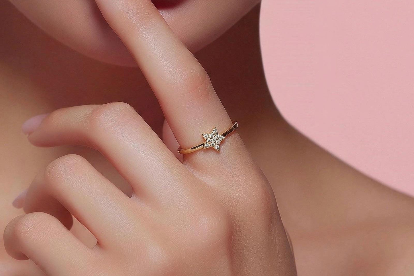 Star Ring Adjustable Gold Plated Ring With Cubic Zirconia Stone – Stackable Jewelry
