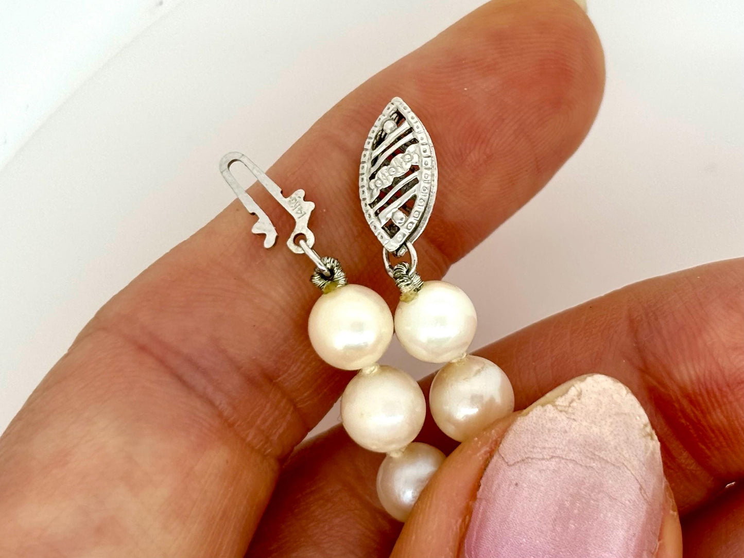 Genuine White Pearl Necklace, Natural White Pearls, 14K Gold, Elegant Jewelry Gift for Her, Gift for Mom