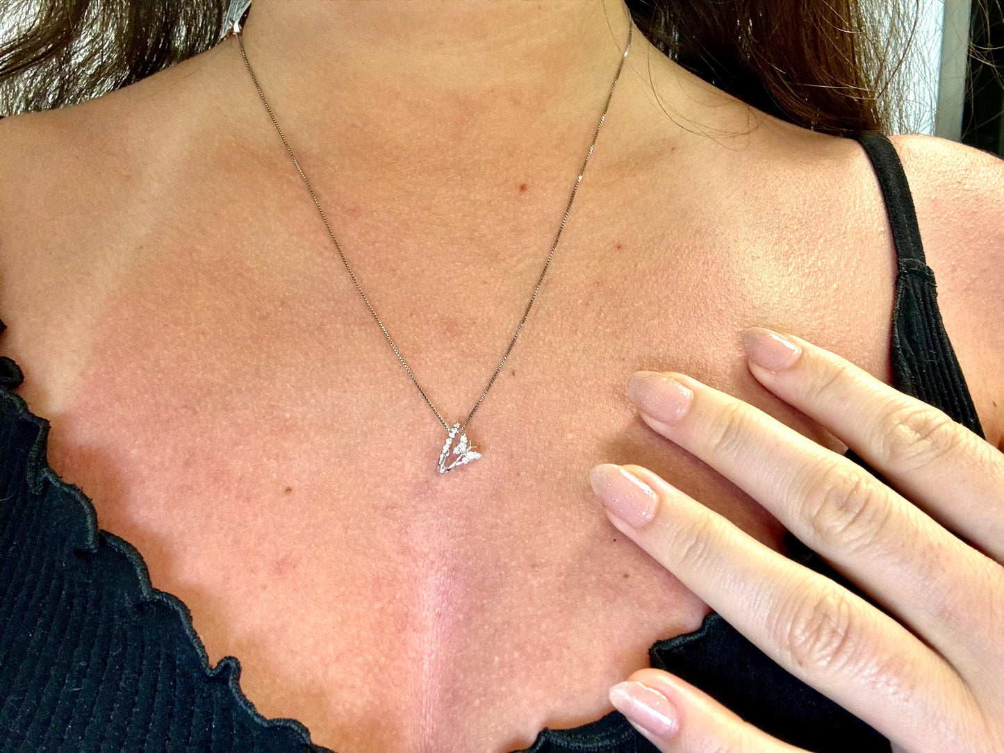 14k White Gold Diamond Butterfly Pendant, Butterfly Necklace Diamond Necklace Diamond Pendant Birthday Gift For Her For mom Anniversary Gift