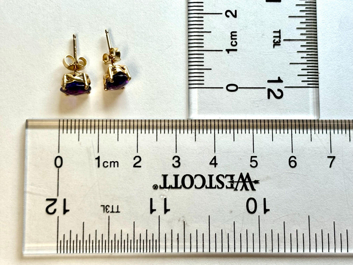 Amethyst Harmony Earrings | 14k Solid Gold Oval Studs |