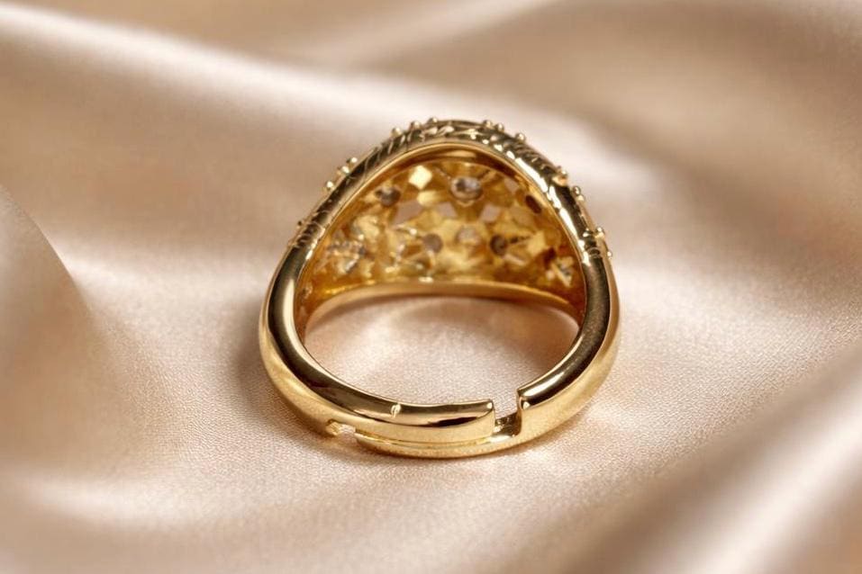 Adjustable Star Ring – Gold Plated Stainless Steel Band With Cubic Zirconia Sparkle