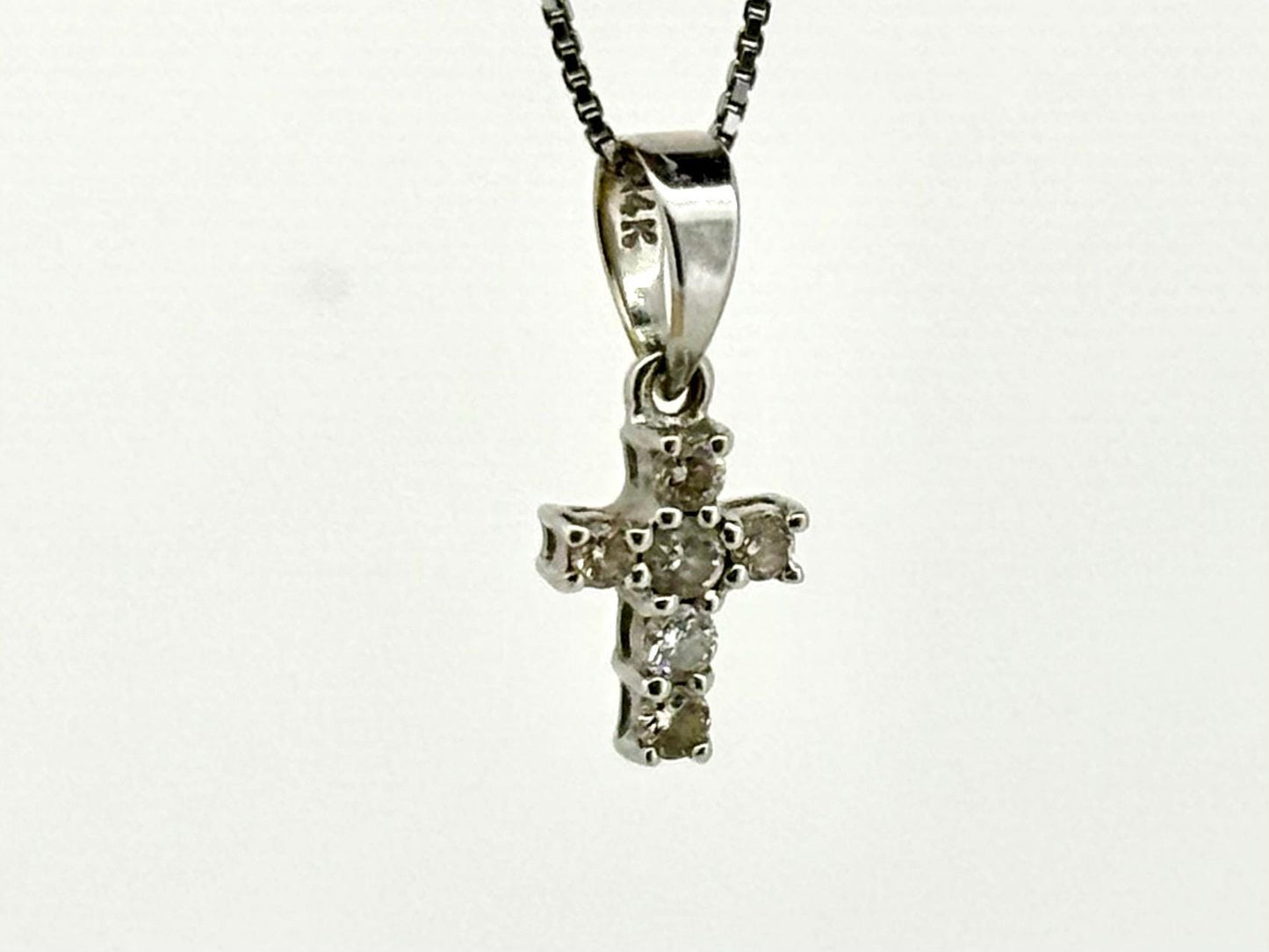 14K Solid White Gold Cross Necklace Jesus Christ Pendant Diamond Cross Christian Gift for her Chritian Gift for Wife Christmas Gift