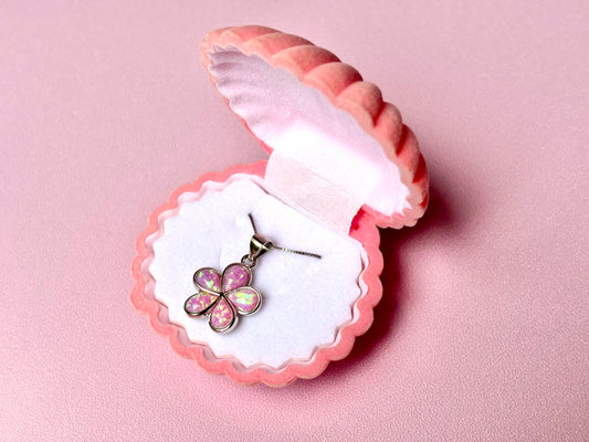 Hawaiian Plumeria Flower Necklace 925 Sterling Silver Tarnish Free Girly Pink Opal Necklace With Chain Birthday Gift For Her Dainty Necklace