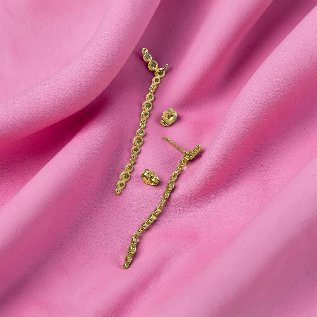 Crystal Ear Climber Earrings – Gold Plated Dainty Drop With Cubic Zirconia Sparkle