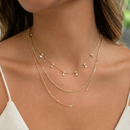 Gold Star Layering Necklace, 14K Gold Plated North Star CZ Pendant, gift for her, astrology lover, celestial jewelry – handmade Hawaiian jewelry, Island Goddess Jewelry
