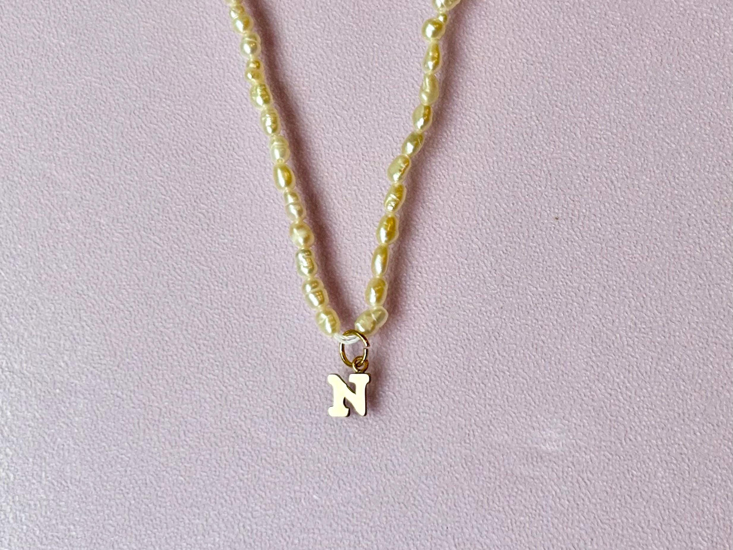 First Letter Necklace Genuine Freshwater White Pearl Necklace Name Necklace Gift for Girlfriend Gold Filled Tarnish Free Dainty Gift For Her