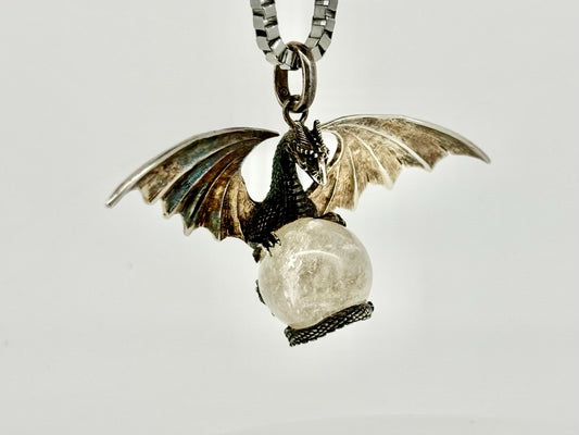 Dragon Necklace Dragon Pendant Halloween Necklace Costume Jewelry Quartz Pendant Witch Jewelry Witch Pendant Spooky Season Costume Scary