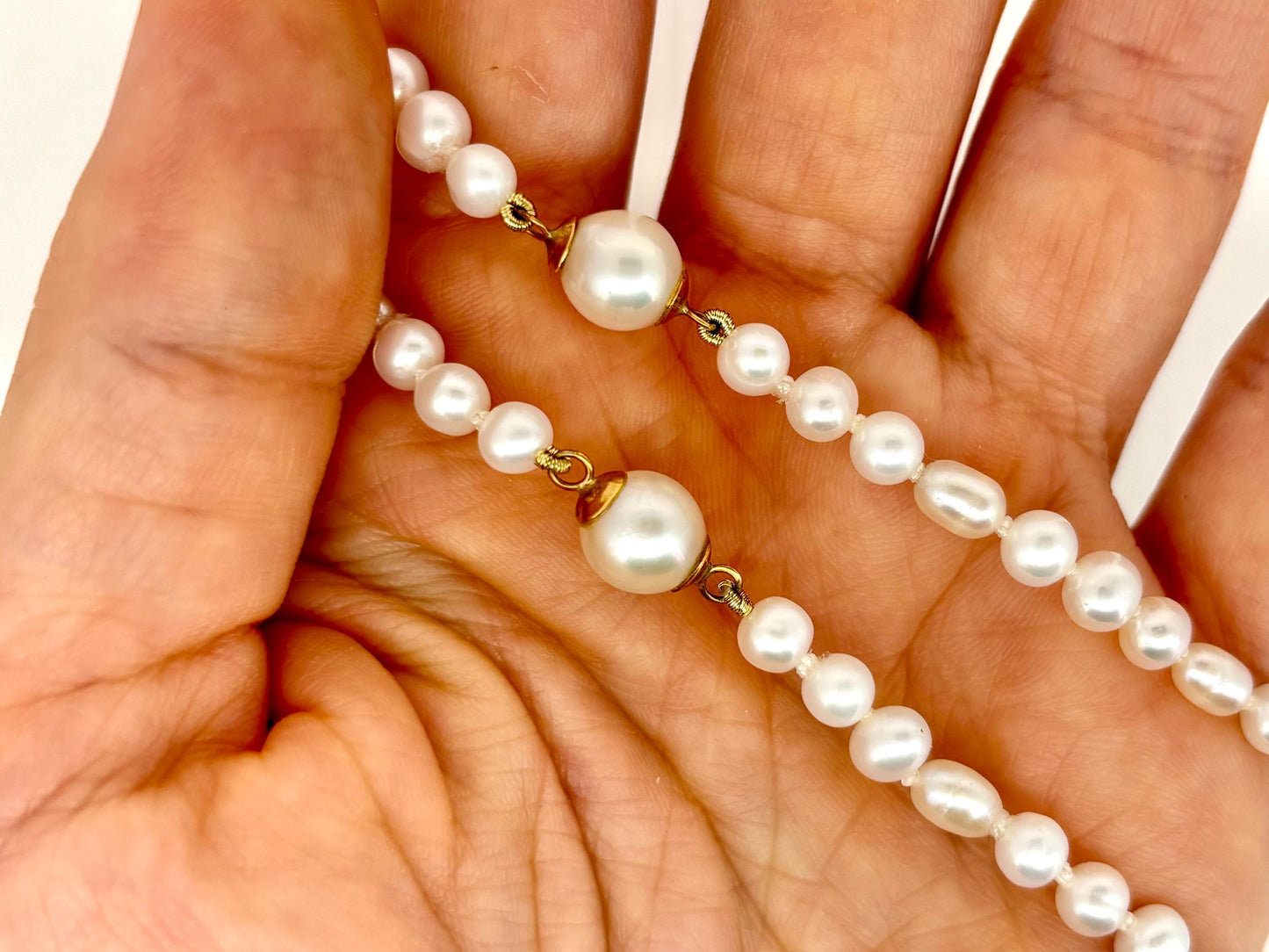 Genuine Natural Pearl Necklace 14K Gold Closure Elegant White Pearl Necklace Birthday Gift for Her Gift for Mom