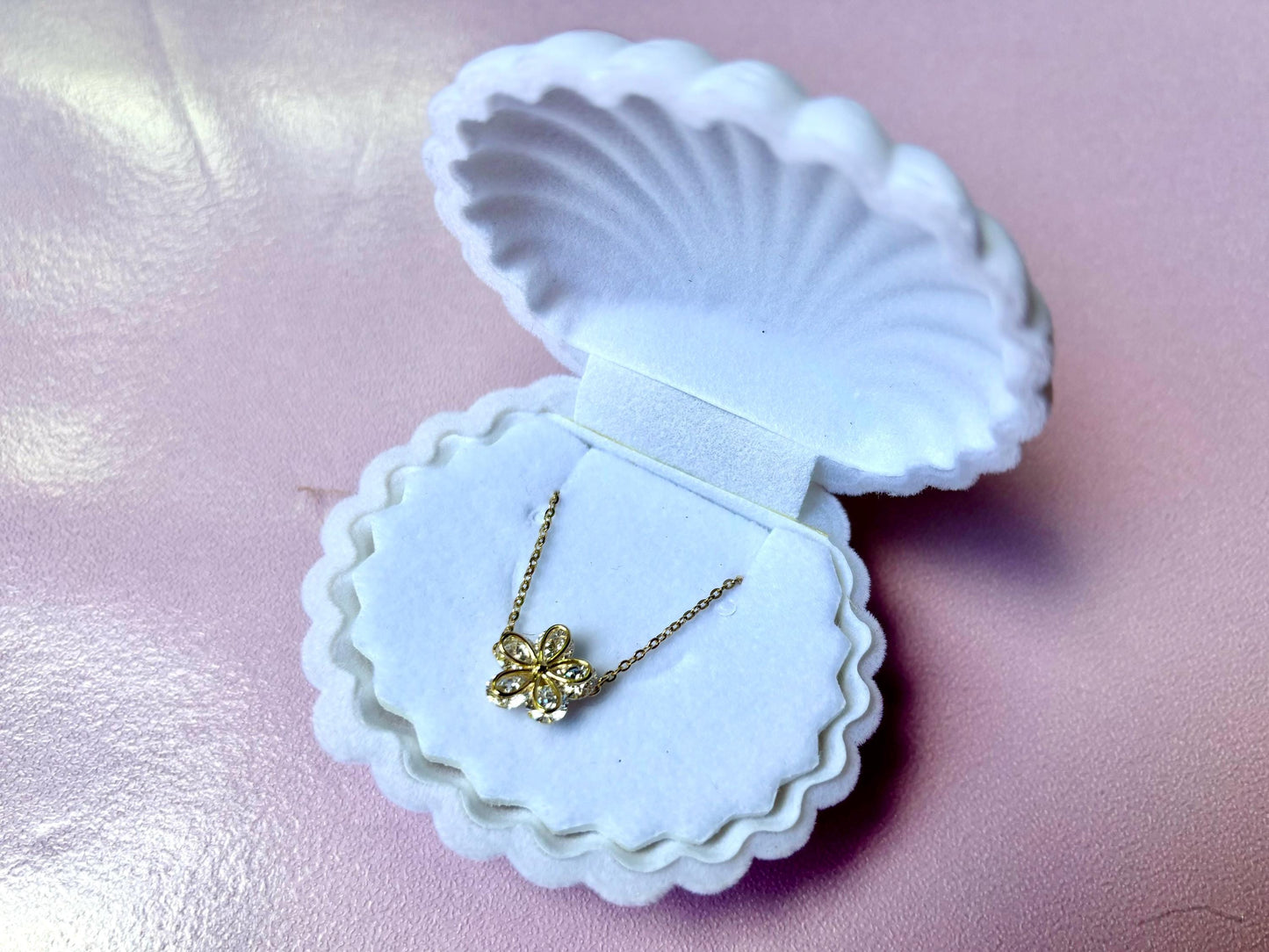 Hawaiian Plumeria Flower Necklace With Shell Charm 925 Sterling Silver 14k Gold Plated Birthday Gift for Her Tarnish Free Gift for Mom