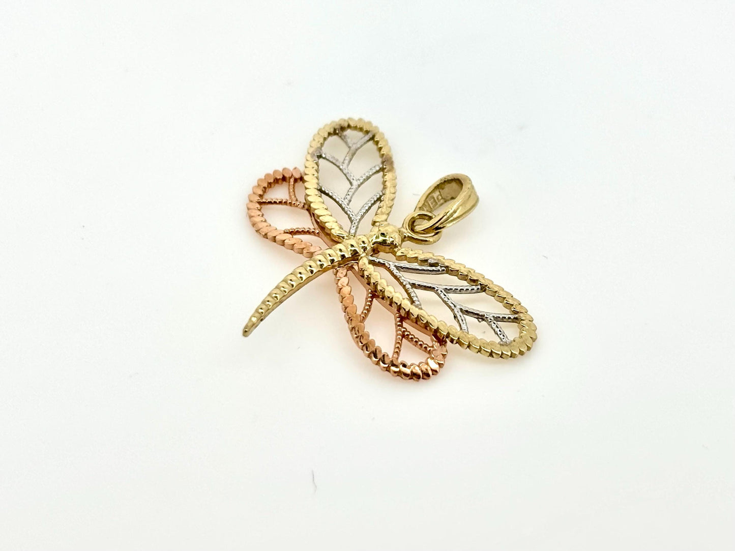 10K Solid Gold Dragonfly Pendant Butterfly Pendant Dragonfly Necklace Gold Pendant Birthday Gift for her Gift for Mom 3 Color Necklace