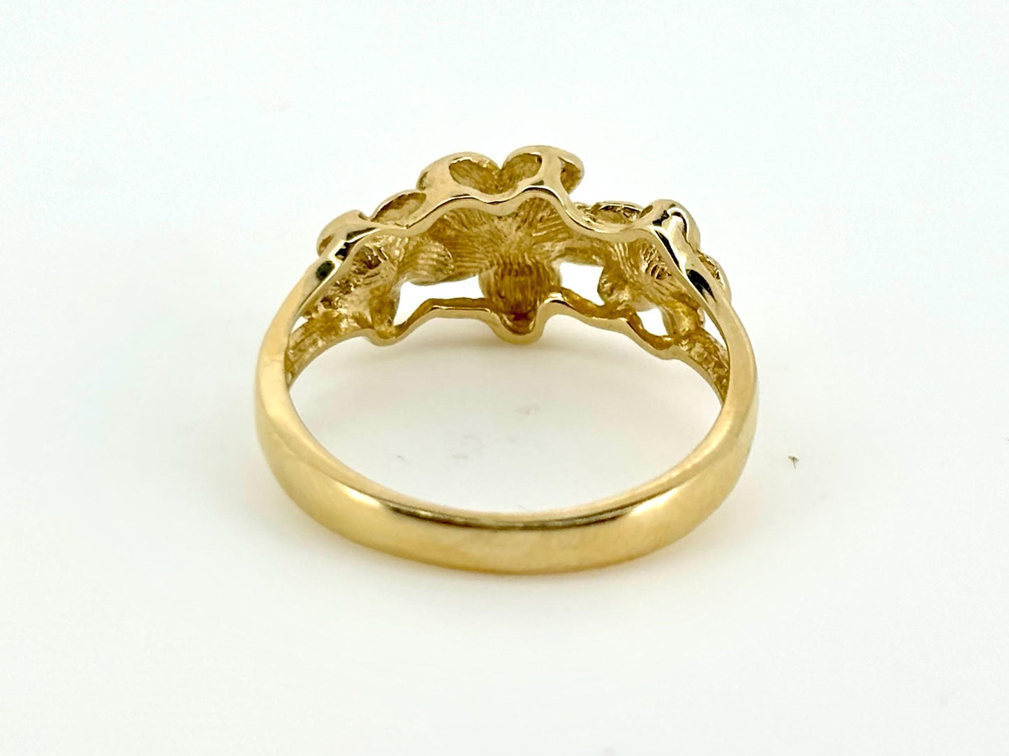 14K Solid Gold Hawaiian Plumeria Flower Ring