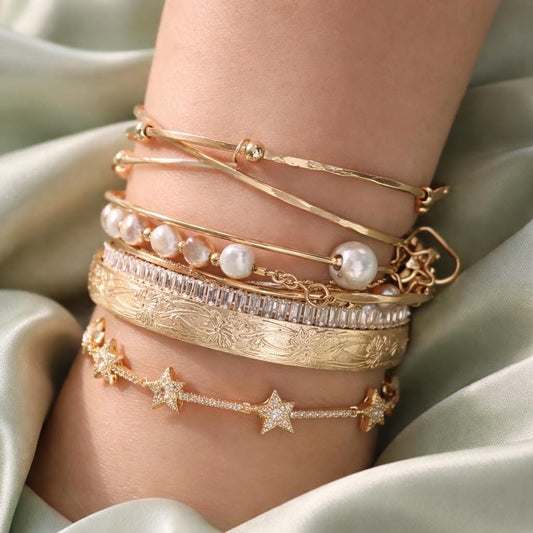 Star Bracelet – Adjustable Gold Plated Cubic Zirconia Dainty Bracelet for Everyday Wear, gift for her – handmade Hawaiian jewelry, Island Goddess Jewelry