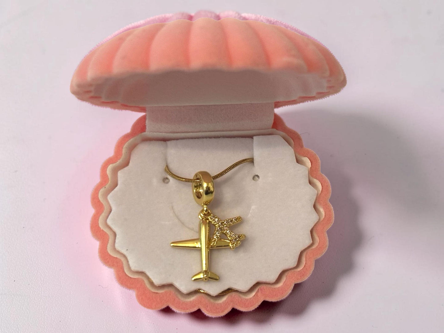 Gold Airplane Necklace – Dainty Travel Charm With Cubic Zirconia Pendant