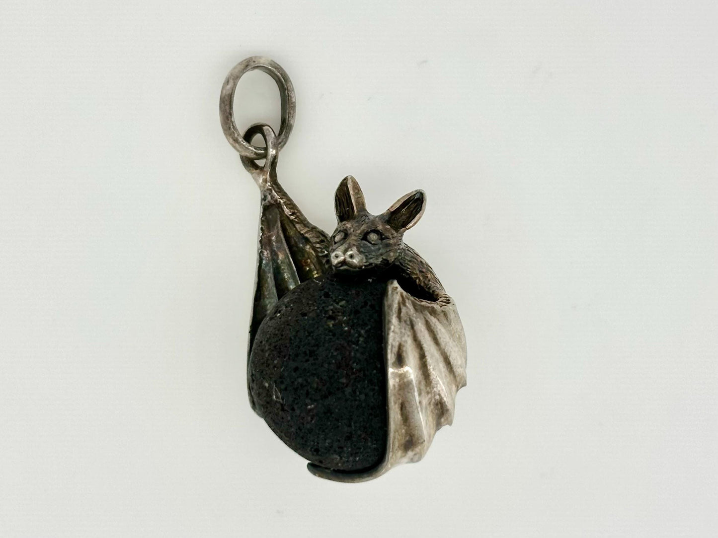 Bat Necklace Bat Pendant Halloween Necklace  Vampire Costume Jewelry Lava Stone Pendant Witch Jewelry Witch Pendant Spooky Season Jewelry