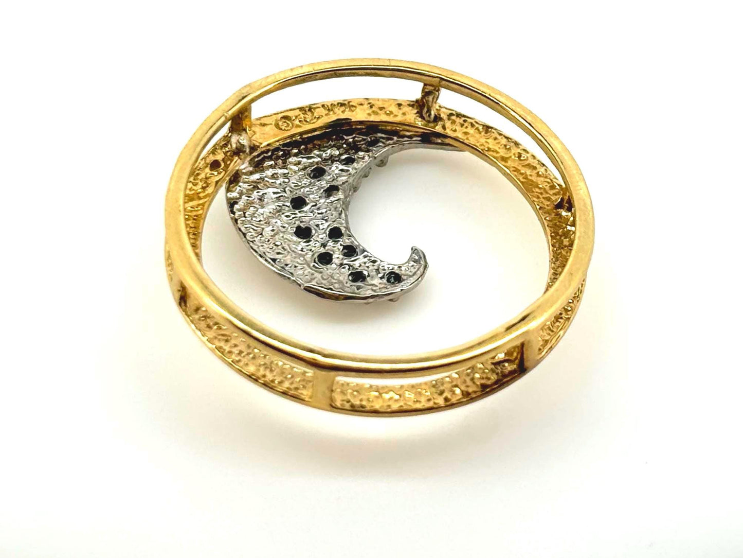 Eternal Wave of Aloha Necklace -14K Two-Tone Gold Blue Diamond Wave Pendant