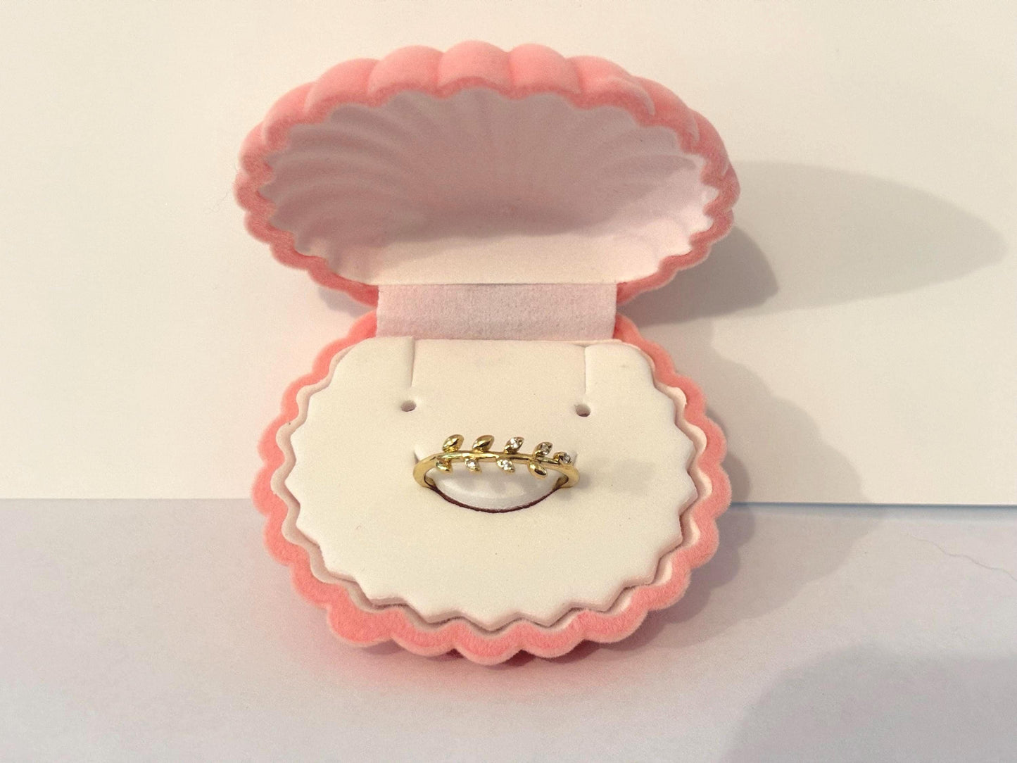 14K Gold Plated Ring – Adjustable Stainless Steel Ivy Band with Cubic Zirconia Sparkle