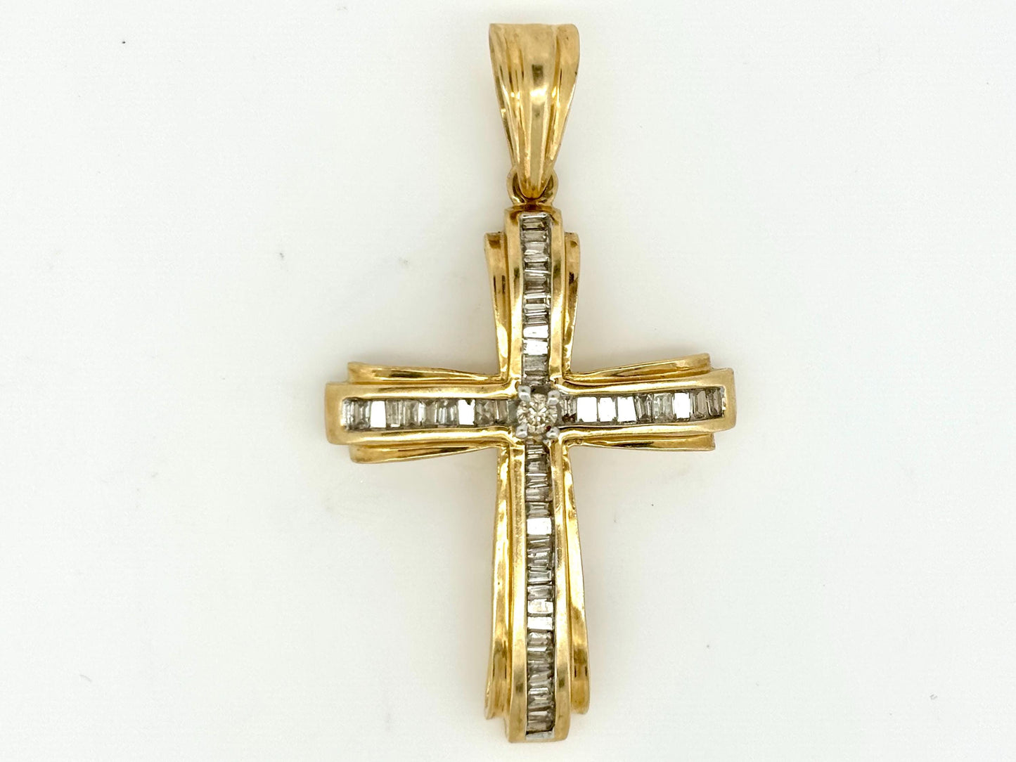 14K Solid Yellow Gold Cross Necklace Jesus Christ Pendant Diamond Cross Christian Gift for her Chritian Gift for Wife Christmas Gift