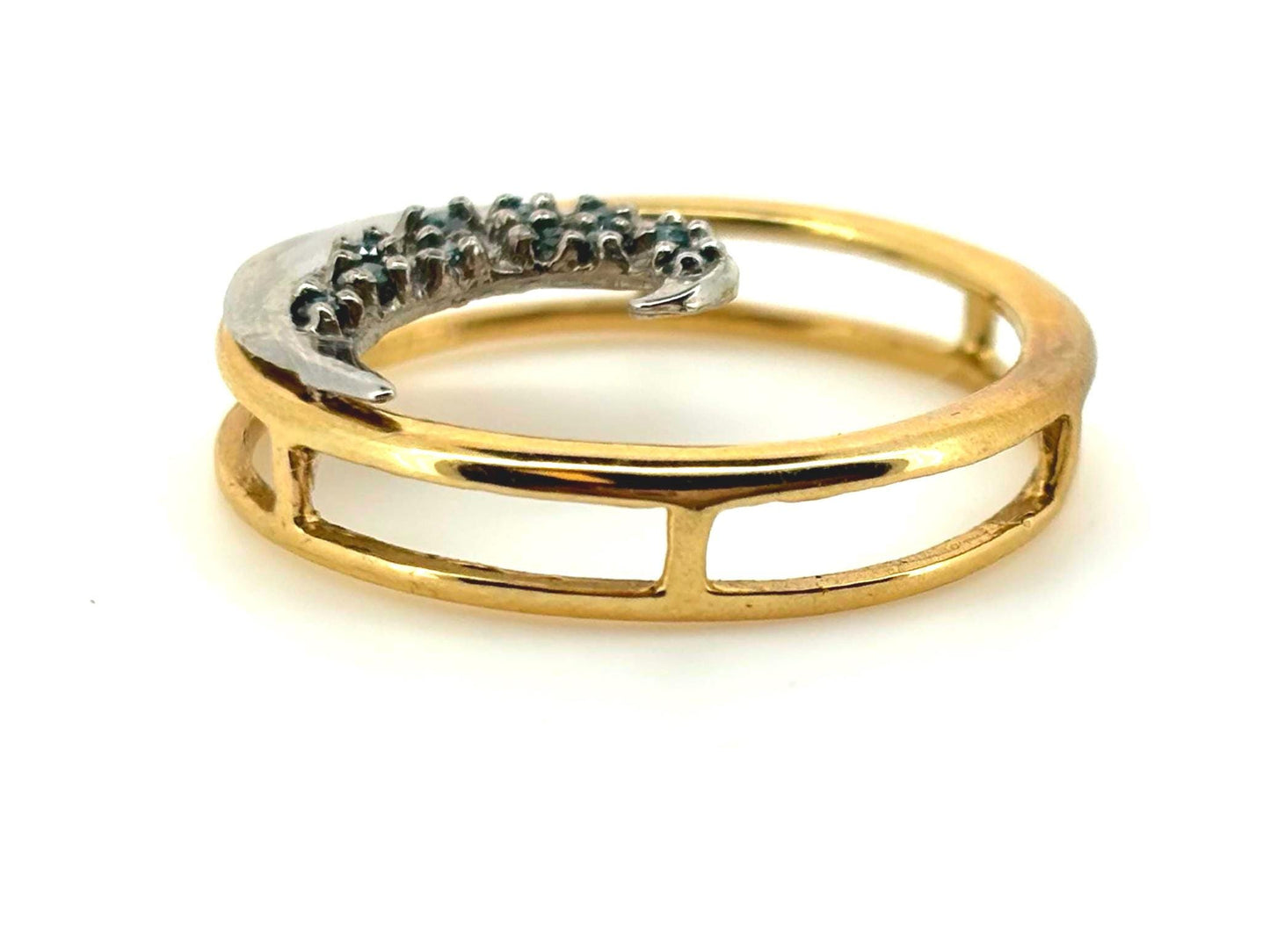 Eternal Wave of Aloha Necklace -14K Two-Tone Gold Blue Diamond Wave Pendant