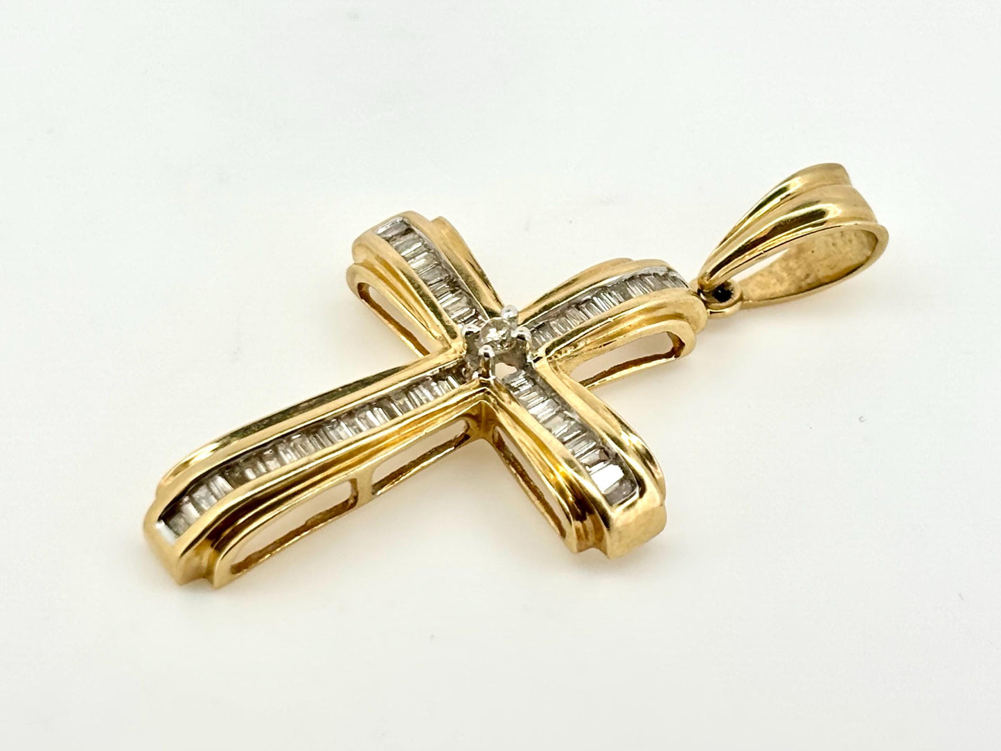 14K Solid Yellow Gold Cross Necklace Jesus Christ Pendant Diamond Cross Christian Gift for her Chritian Gift for Wife Christmas Gift