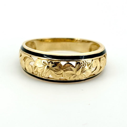 14K Solid Gold Hawaiian Flower Ring