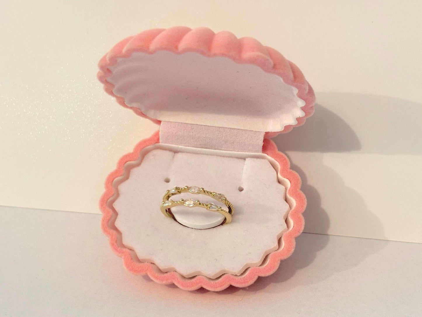 Gold Plated Stackable Ring – Adjustable Size Band With Sparkling Cubic Zirconia Star