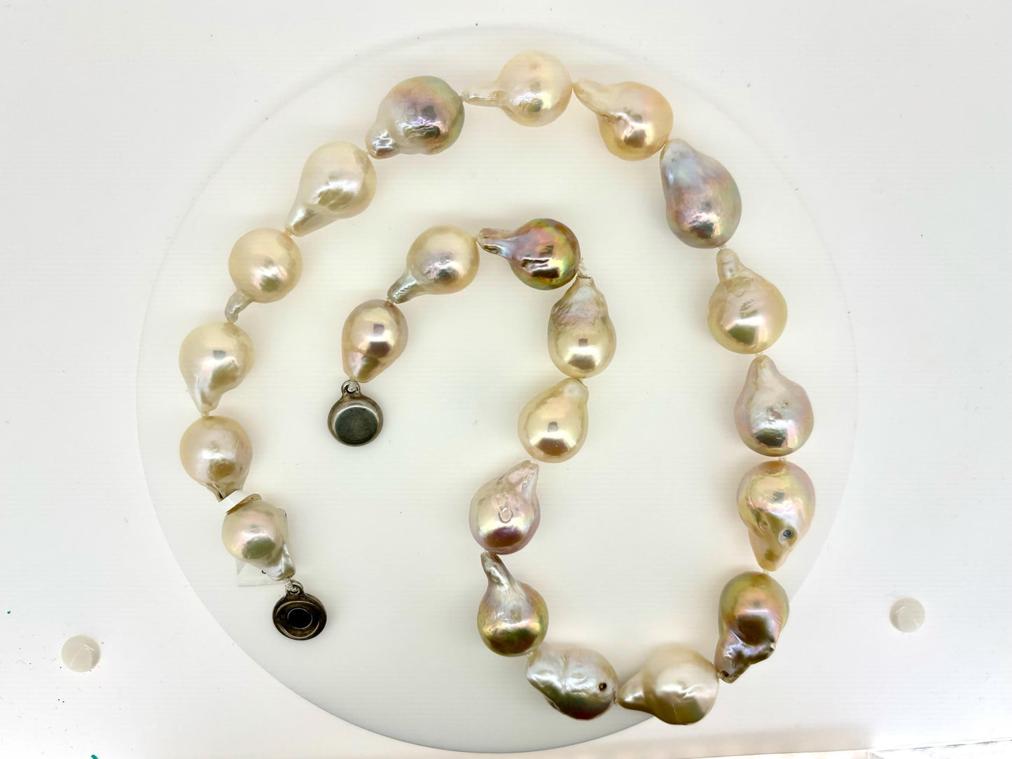 Genuine Natural Baroque Pearl Necklace 925 Sterling Silver Magnet Closure Elegant White Pearl Necklace Birthday Gift for Her Gift for Mom