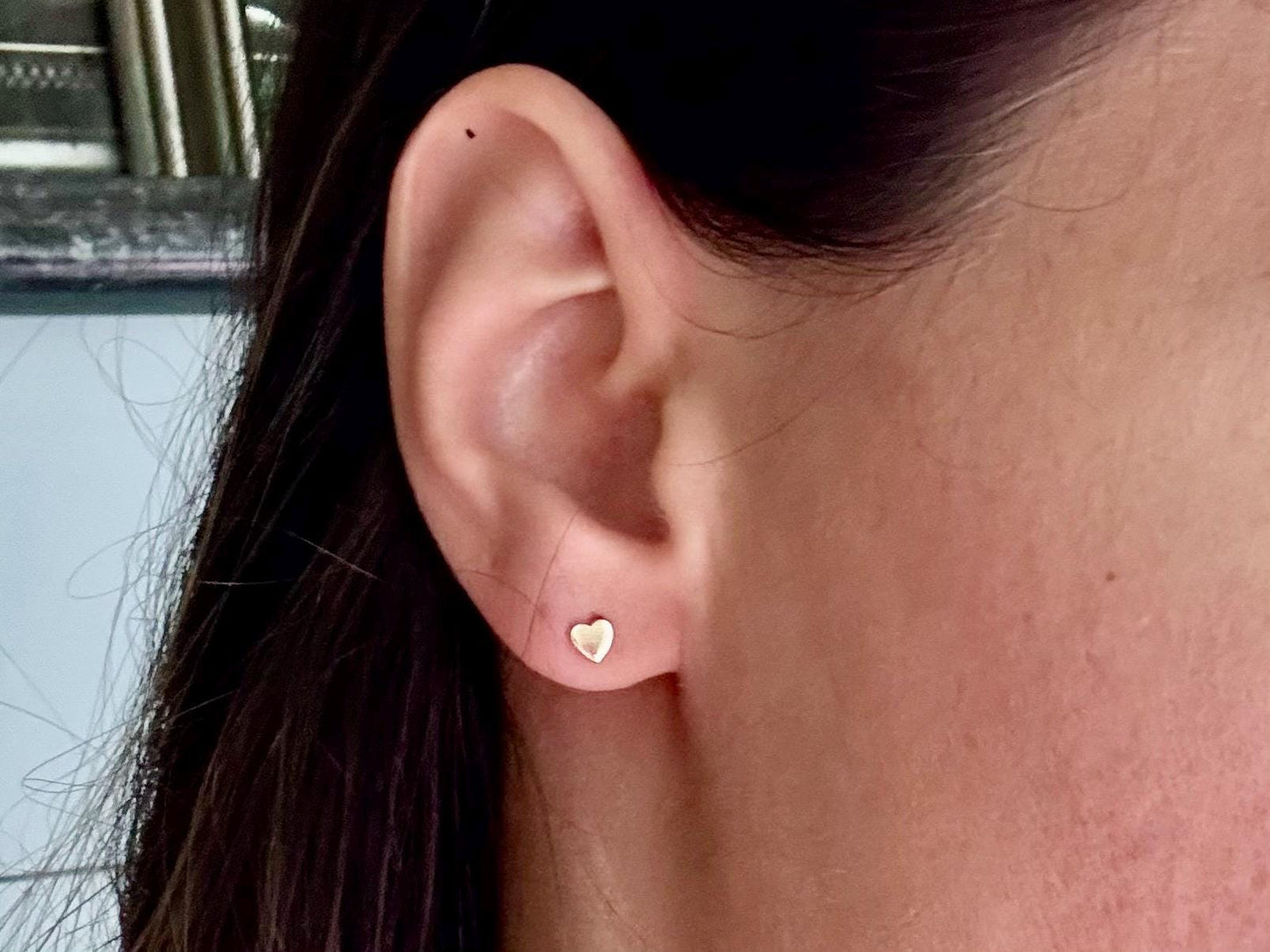 Minimalist Earrings Dainty Golden Heart Stud Heart Earrings 925 Sterling Silver 14k Gold Plated Gift for Her Gift for Girlfriend