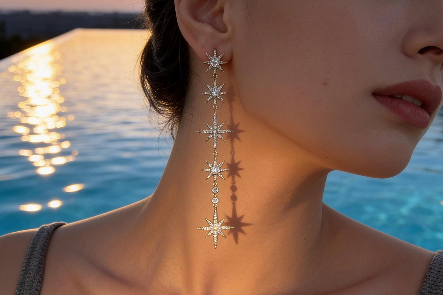North Star Earrings – Stackable Gold 14K Gold Plated Celestial Jewelry