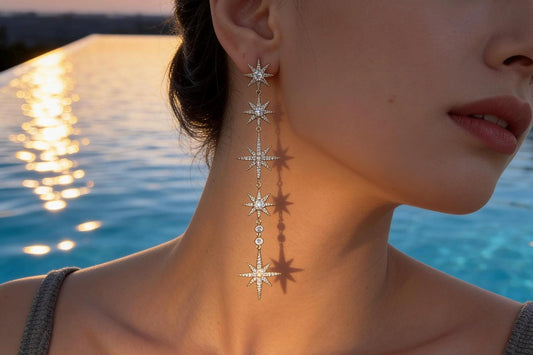 North Star Earrings – Stackable Gold 14K Gold Plated Celestial Jewelry