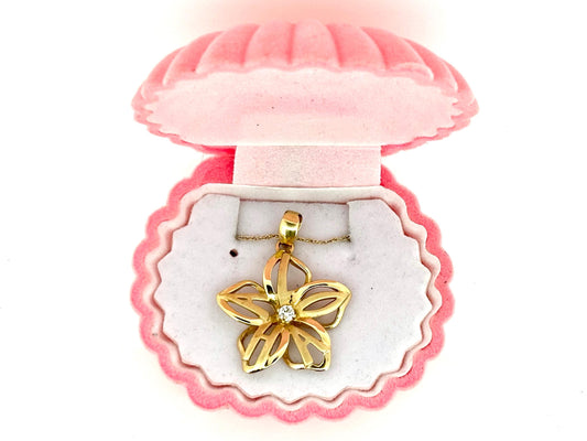 14K Solid Gold ALOHA Plumeria Pendant Flower Pendant Necklace Gold Pendant Birthday Gift for her Gift for Mom Flower Necklace ALOHA Pendant