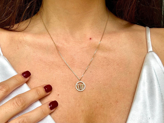 Adorable Butterfly Necklace 14K Gold Plated 925 Sterling Silver CZ Stone Tarnish Free with chain Gift for Her Dainty Necklace for Mom